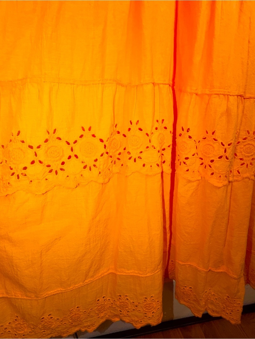 Rima Beachworld Womens S/M Maxi Dress Tiered Eyelet Crochet Orange Small - Picture 7 of 16